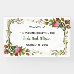 Editierbare Rosa Minimalistische Blumengrün Banner