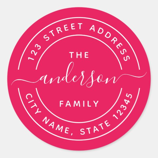 Editierbare Rücksendeadresse der Farbrunde Runder Aufkleber (Vorderseite)