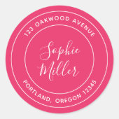 Editierbare Rücksendeadresse Moderne Kalligraphie Runder Aufkleber (Vorderseite)