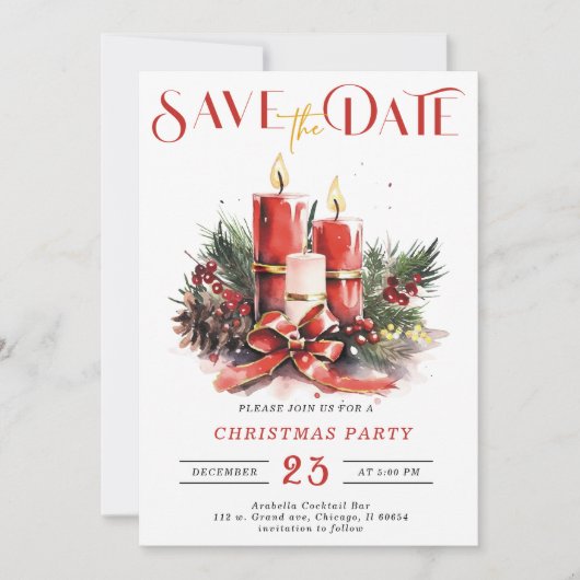 Editierbare Save the Date Vorlagen Weihnachts-Part (Vorderseite)