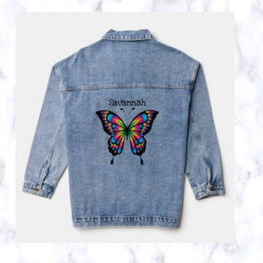 Editierbare Schmetterling Jeansjacke