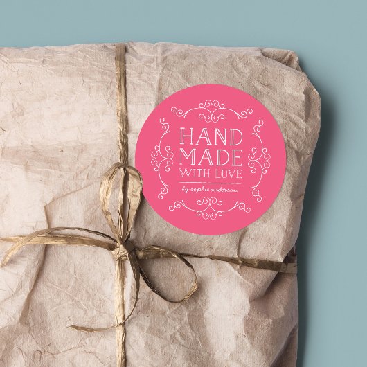 Editierbare Schnörkel mit Liebe Runder Aufkleber