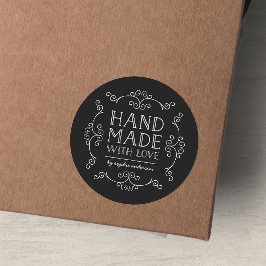 Editierbare Schnörkel mit Liebe Runder Aufkleber