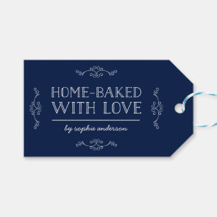 Editierbare Schnörkel Zuhause gebacken mit Liebe Geschenkanhänger