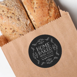 Editierbare Schnörkel Zuhause gebacken mit Liebe Runder Aufkleber