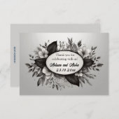 Editierbare Schwarz-Weiß-Floral-Notecard Einladung (Vorne/Hinten)