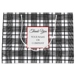 Editierbare Schwarz-weiß Glen Karierte Muster Gesc Große Geschenktüte