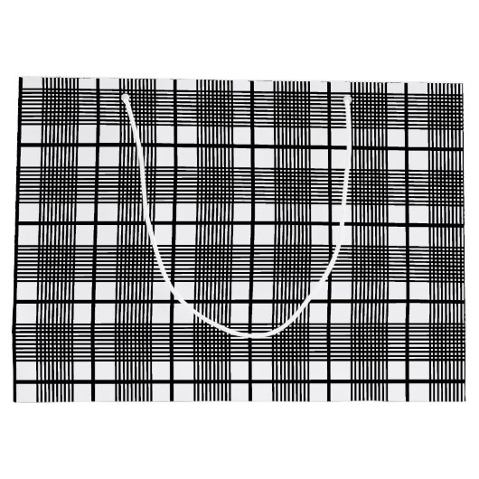 Editierbare Schwarz-weiß Glen Karierte Muster Gesc Große Geschenktüte (Rückseite)