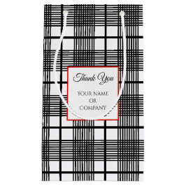 Editierbare Schwarz-weiß Glen Karierte Muster Gesc Kleine Geschenktüte