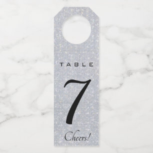 Editierbare Silver Crystal-Tischnummer Flaschenanhänger