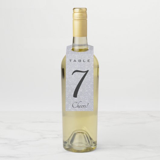 Editierbare Silver Crystal-Tischnummer Flaschenanhänger (Auf Flasche)