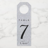 Editierbare Silver Crystal-Tischnummer Flaschenanhänger (Vorderseite)