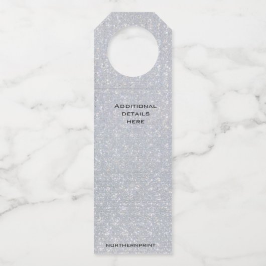 Editierbare Silver Crystal-Tischnummer Flaschenanhänger (Rückseite)