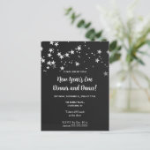 Editierbare Silver Stars - Neues Jahr Einladungspostkarte (Stehend Vorderseite)