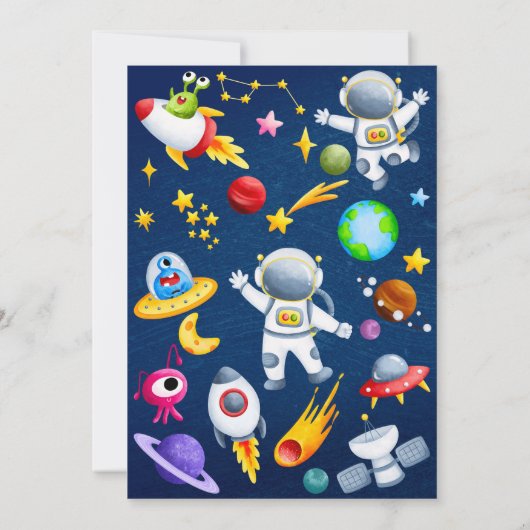 Editierbare Space-Party Einladung (Rückseite)