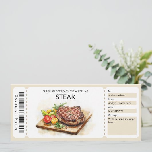 Editierbare Steak Geschenkgutscheine Vorlage (Stehend Vorderseite)