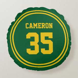 Editierbare Streifen und Hintergrundfarbe sportlic Rundes Kissen