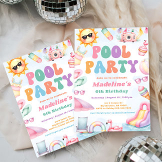 Editierbare Summer Pool Party Geburtstagsparty Einladung