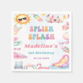 Editierbare Summer Splish Splash Geburtstagsparty Serviette (Vorderseite)