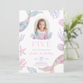 Editierbare Tauchen in fünf Meerjungfrau Einladung (Stehend Vorderseite)