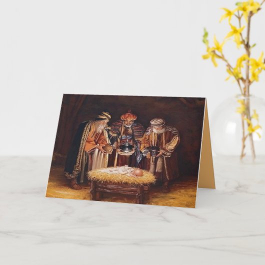 Editierbare Three Wise Men Epiphany Weihnachtskart Karte (Gelbe Blume)