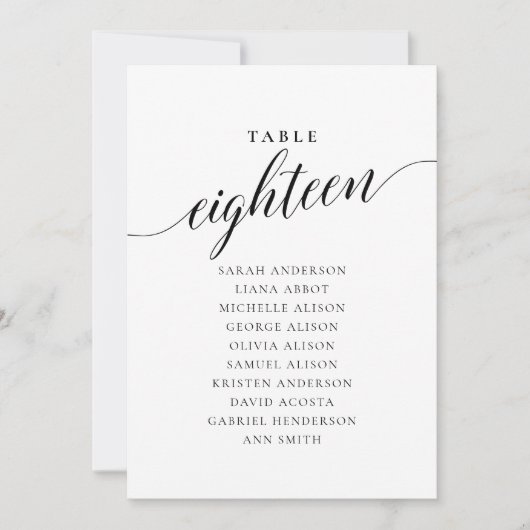 Editierbare Tischnummer achtzehn Seekartenkarten (Vorderseite)