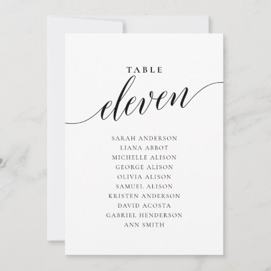 Editierbare Tischnummer Elf Seekartenkarte (Vorderseite)