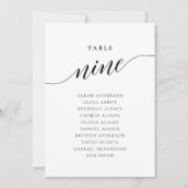 Editierbare Tischnummer Neun Sitzkarten (Vorderseite)