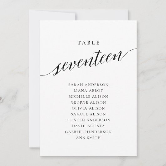 Editierbare Tischnummer Siebzehn Seekartenkarten (Vorderseite)