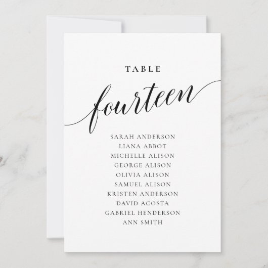Editierbare Tischnummer Vierzehn Sitzkarten (Vorderseite)