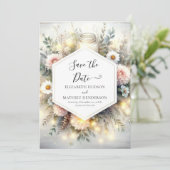 Editierbare Typografie Mason Jar Wedding Save The Date (Stehend Vorderseite)