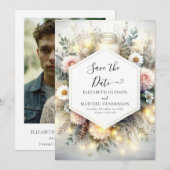 Editierbare Typografie Mason Jar Wedding Save The Date (Vorne/Hinten)