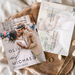 Editierbare Typografie Save the Date Foto Minimali Postkarte<br><div class="desc">Hochzeit Speichern Sie die Datumskarten,  die ein Foto auf der Vorder- und Rückseite haben. Die Save the Date-Karten enthalten eine moderne,  handgeschriebene,  kursive Schriftzeichen-Typografie,  die elegant,  einfach und modern nach einem einfachen Hochzeitstag-Fest zu verwenden sind.</div>
