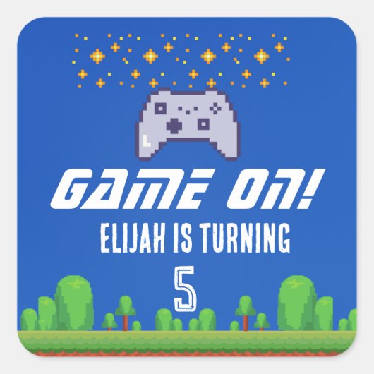 Editierbare Video Game Birthday Sticker - Game On (Vorderseite)