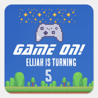 Editierbare Video Game Birthday Sticker - Game On