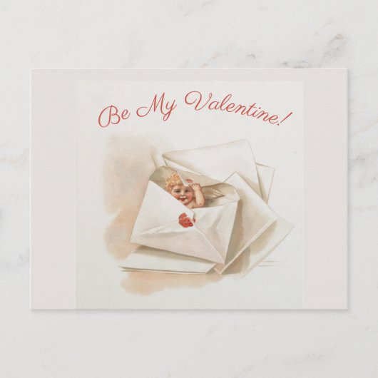 Editierbare Vintage Cherub Peeking Valentine Postkarte (Vorderseite)