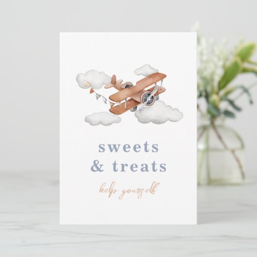 Editierbare Vintage Flugzeugnahrungskarte Einladung (Stehend Vorderseite)