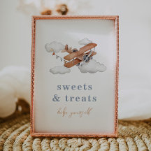 Editierbare Vintage Flugzeugnahrungskarte