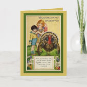 Editierbare Vintage Kinder mit türkischem Erntedan Karte (Vorderseite)