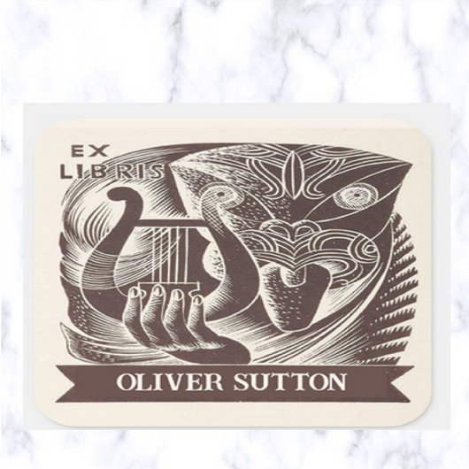 Editierbare Vintage Maske und Harfe Quadratischer Aufkleber