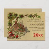 Editierbare Vintage Neujahrsgrüße Postkarte (Vorne/Hinten)
