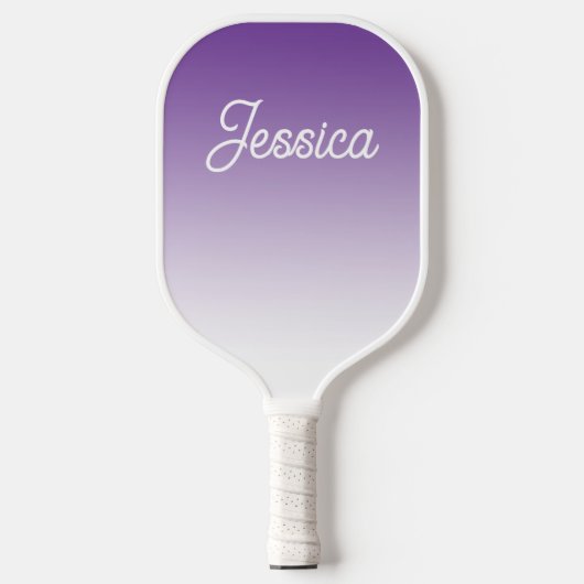 (Editierbare) violette Ombre-Farbe & Ihr Text Pickleball Schläger (Vorderseite)