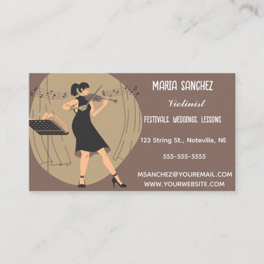 Editierbare Violinist Musician Business Card Visitenkarte (Vorderseite)