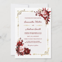 Editierbare Vorlage für Burgund und Gold-Hochzeite