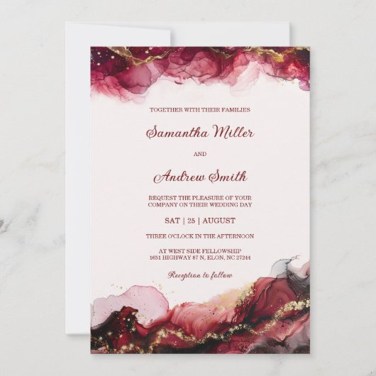 Editierbare Vorlage für Burgund und Gold-Hochzeite (Vorderseite)