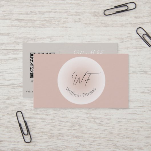 Editierbare Vorlage mit minimalistischer QR-Code-E Visitenkarte (Vorderseite/Rückseite Beispiel)