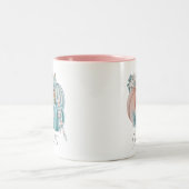 Editierbare Wasserfarbe Blau Pink Pumpkin Name Her Zweifarbige Tasse (Mittel)