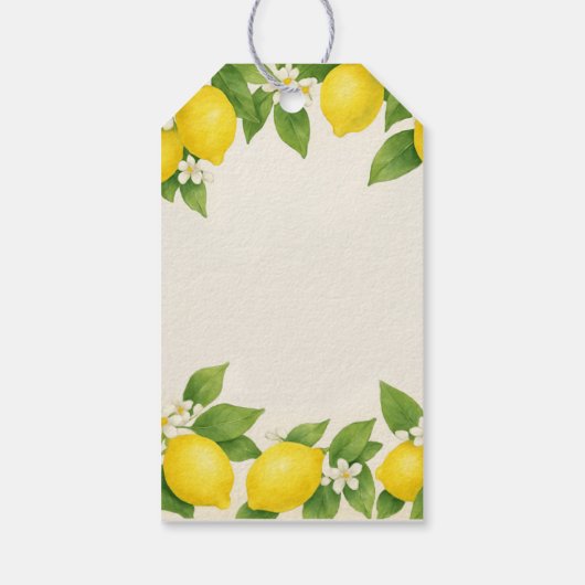 Editierbare Wasserfarben-Zitronen und -blüten Geschenkanhänger (Rückseite)