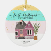 Editierbare Weihnachten in unserem neuen Zuhause-U Keramik Ornament (Vorne)