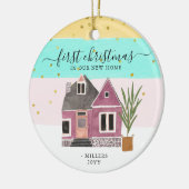 Editierbare Weihnachten in unserem neuen Zuhause-U Keramik Ornament (Links)
